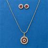 Cubic Zirconia Moti Pendant Set With Gold Plating