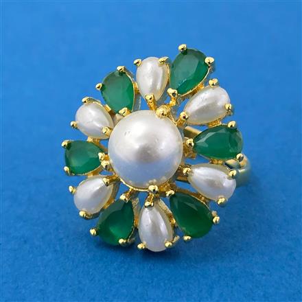 Cubic Zirconia Adjustable Ring With Gold Plating