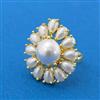 Cubic Zirconia Adjustable Ring With Gold Plating