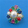 Cubic Zirconia Adjustable Ring With Gold Plating