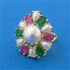 Cubic Zirconia Adjustable Ring With Gold Plating