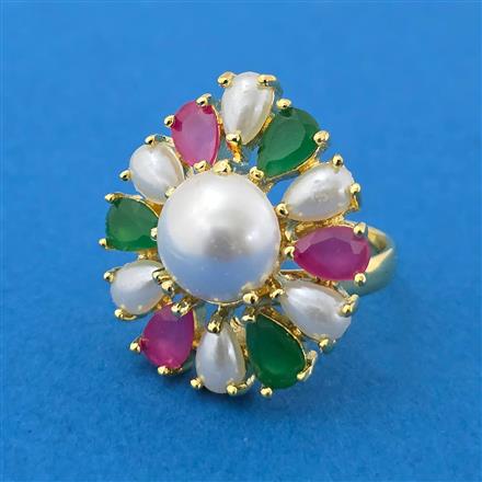 Cubic Zirconia Adjustable Ring With Gold Plating