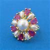 Cubic Zirconia Adjustable Ring With Gold Plating