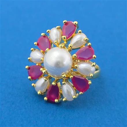 Cubic Zirconia Adjustable Ring With Gold Plating