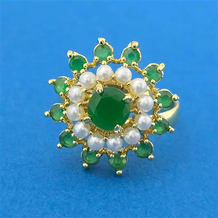 Cubic Zirconia Adjustable Ring With Gold Plating
