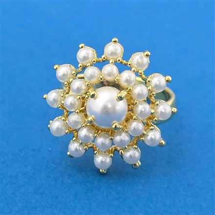 Cubic Zirconia Adjustable Ring With Gold Plating