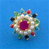 Cubic Zirconia Adjustable Ring With Gold Plating