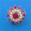 Cubic Zirconia Adjustable Ring With Gold Plating