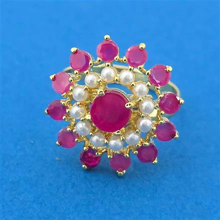 Cubic Zirconia Adjustable Ring With Gold Plating