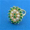 Cubic Zirconia Adjustable Ring With Gold Plating