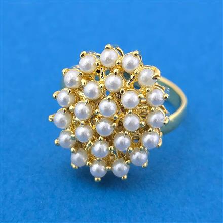 Cubic Zirconia Adjustable Ring With Gold Plating