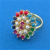Cubic Zirconia Adjustable Ring With Gold Plating