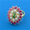 Cubic Zirconia Adjustable Ring With Gold Plating