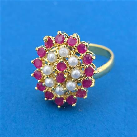 Cubic Zirconia Adjustable Ring With Gold Plating