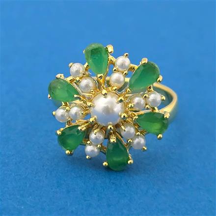 Cubic Zirconia Adjustable Ring With Gold Plating