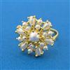 Cubic Zirconia Adjustable Ring With Gold Plating