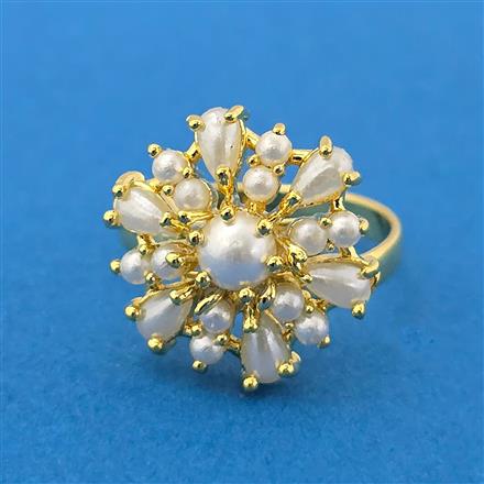 Cubic Zirconia Adjustable Ring With Gold Plating