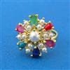 Cubic Zirconia Adjustable Ring With Gold Plating