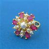 Cubic Zirconia Adjustable Ring With Gold Plating