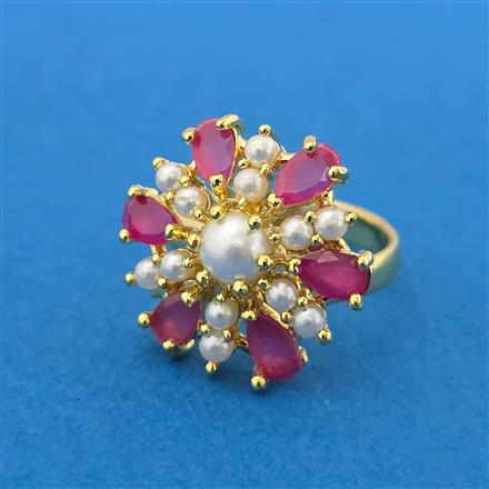 Cubic Zirconia Adjustable Ring With Gold Plating