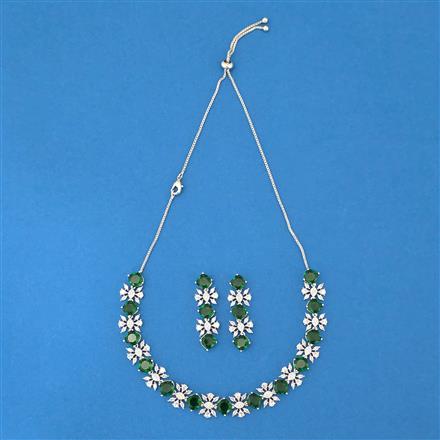 Cubic Zirconia Classic Necklace SetWith Rhodium Plating