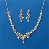 Cubic Zirconia Moti Necklace SetWith Rhodium 2 Tone Plating