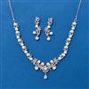 Cubic Zirconia Moti Necklace SetWith Rhodium 2 Tone Plating