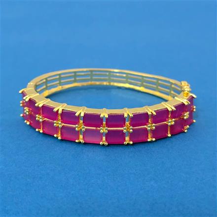 Cubic Zirconia Openable Kada With Gold Plating