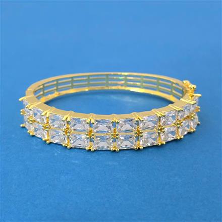Cubic Zirconia Openable Kada With Gold Plating