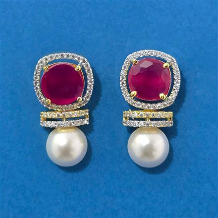 Cubic Zirconia Moti Earring With 2 Tone Plating