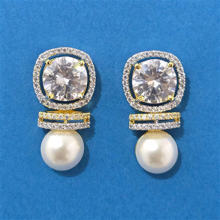 Cubic Zirconia Moti Earring With 2 Tone Plating