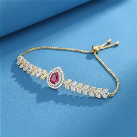 Cubic Zirconia Adjustable Bracelet With 2 Tone Plating