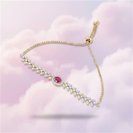 Cubic Zirconia Adjustable Bracelet With 2 Tone Plating
