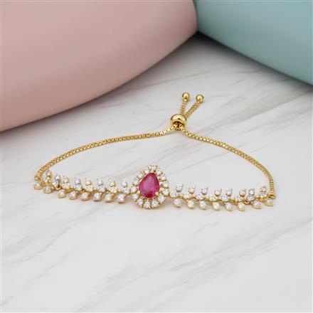 Cubic Zirconia Adjustable Bracelet With 2 Tone Plating