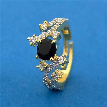 Cubic Zirconia Adjustable Ring With 2 Tone Plating