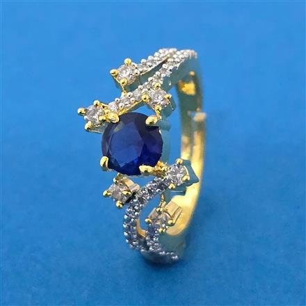 Cubic Zirconia Adjustable Ring With 2 Tone Plating