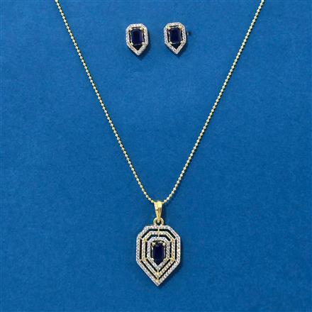 Cubic Zirconia Classic Pendant Set With 2 Tone Plating