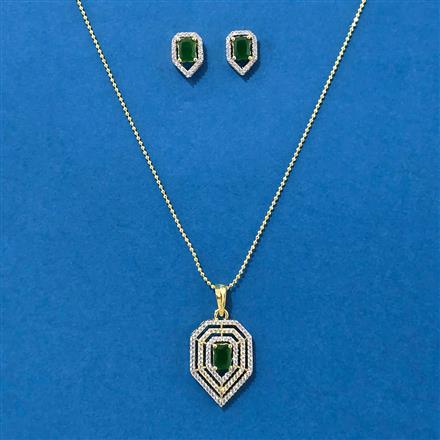 Cubic Zirconia Classic Pendant Set With 2 Tone Plating