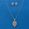 Cubic Zirconia Classic Pendant Set With 2 Tone Plating