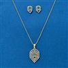 Cubic Zirconia Classic Pendant Set With 2 Tone Plating