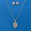 Cubic Zirconia Classic Pendant Set With 2 Tone Plating