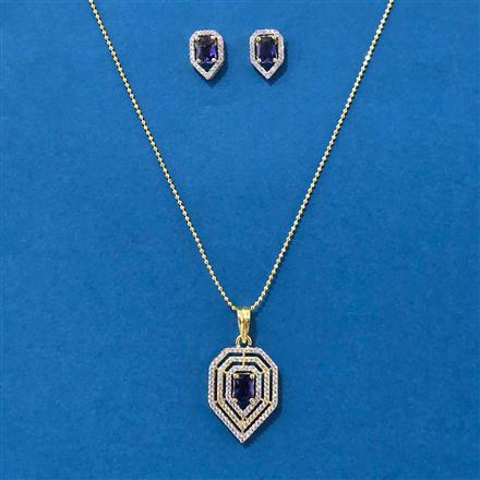 Cubic Zirconia Classic Pendant Set With 2 Tone Plating