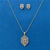 Cubic Zirconia Classic Pendant Set With 2 Tone Plating