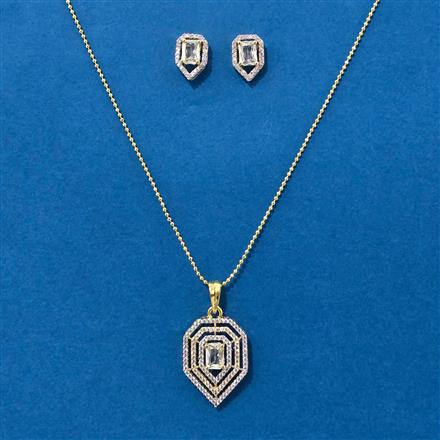 Cubic Zirconia Classic Pendant Set With 2 Tone Plating