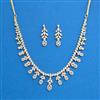Cz Delicate Necklace With Black Rose 2 Tone Rhodium Plating
