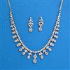 Cz Delicate Necklace With Black Rose 2 Tone Rhodium Plating