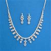 Cz Delicate Necklace With Black Rose 2 Tone Rhodium Plating