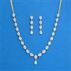 Cz Delicate Necklace With Black Rose 2 Tone Rhodium Plating