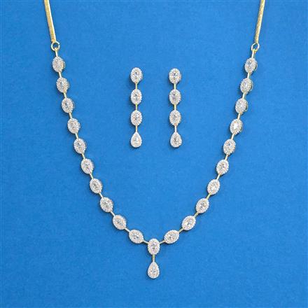 Cz Delicate Necklace With Black Rose 2 Tone Rhodium Plating