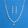 Cz Delicate Necklace With Black Rose 2 Tone Rhodium Plating
